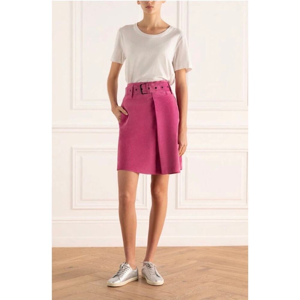 Isabel Marant Clova Belted Suede Skirt in Pink Size 8 (FR40) NWT